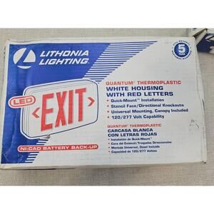 Lithonia Lighting Quantum Quick Mount LED Exit Sign White Red Letters Commercial